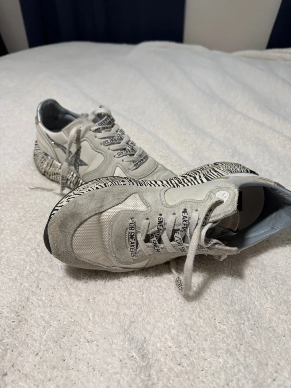 Golden Goose Swarovski Crystal White Sneakers with Zebra-Print Sole - Picture 7 of 7